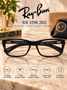 Ray-Ban RB 5298 2012 Eyeglasses Frames 55-17-140 Black Tortoise Unisex
